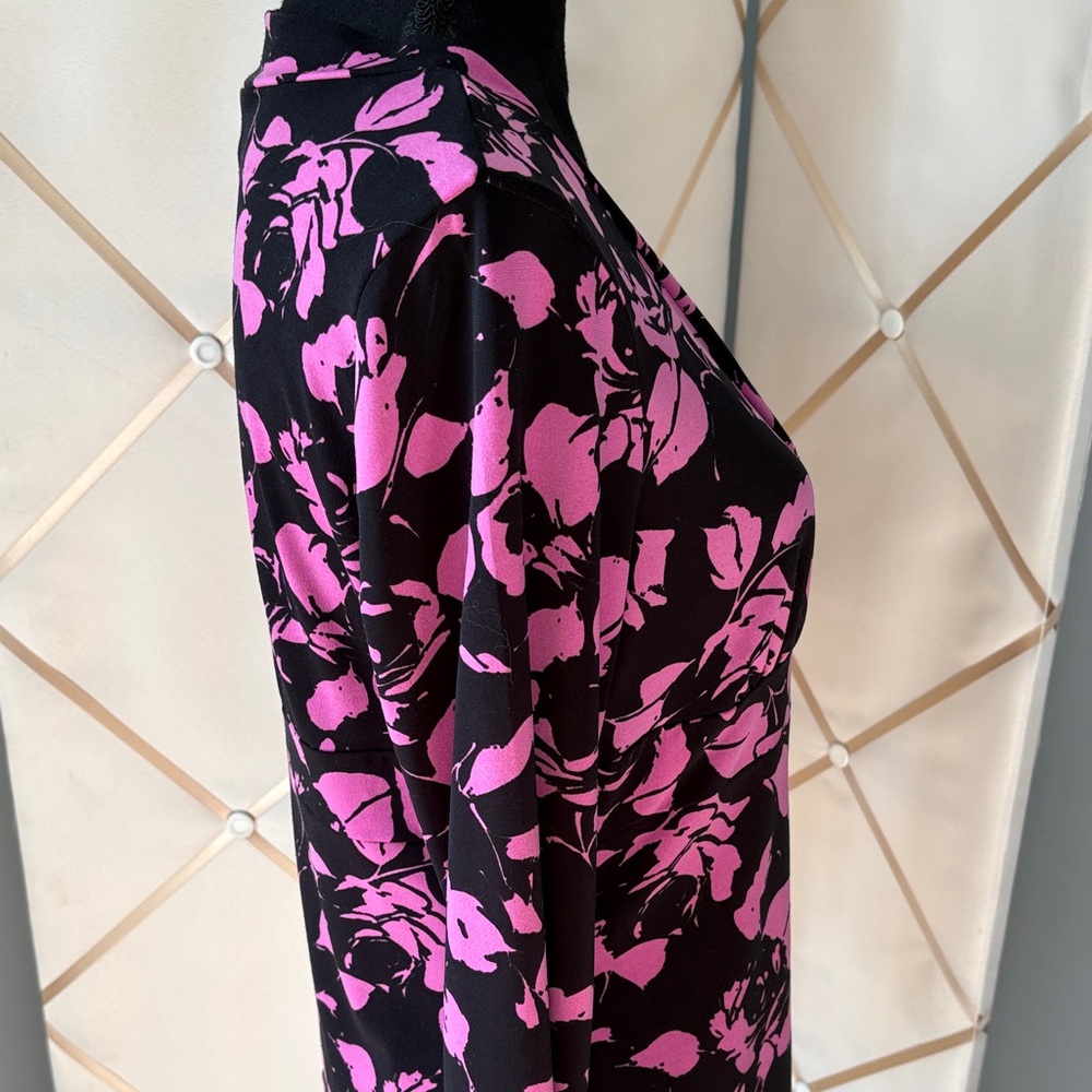 INC International Concepts Black and Pink Floral Blouse Size L - Picture 3 of 7